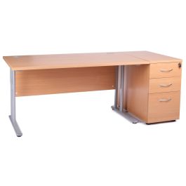 Graphite grey cantilever office desk deals with desk high pedestal bundle