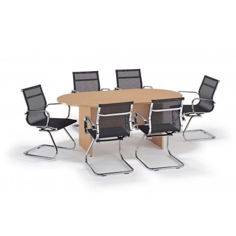 Beech Executive Boardroom Table and Mesh Cantilever Bundle