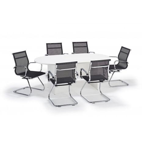 White Executive Boardroom Table And Mesh Cantilever Bundle