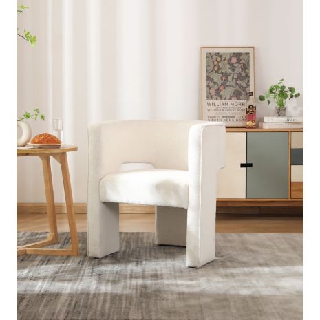 Clearance Greenwich White Boucle Style Dining Chair