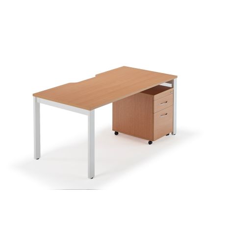 Beech Executive Bench Desks with Mobile Pedestal - Straight Legs with Two Drawer Pedestal