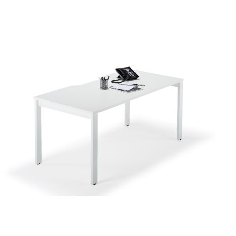 White Executive Bench Desks - Straight Legs