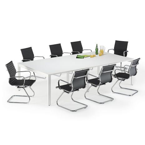 White Executive Bench Style Tables And Charles Eames Inspired Bundle