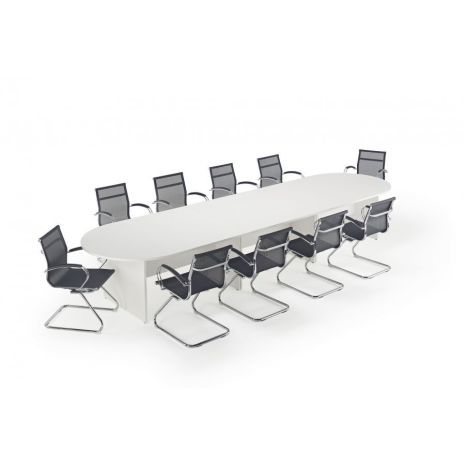White Executive Modular Boardroom Table And Mesh Cantilever Bundle