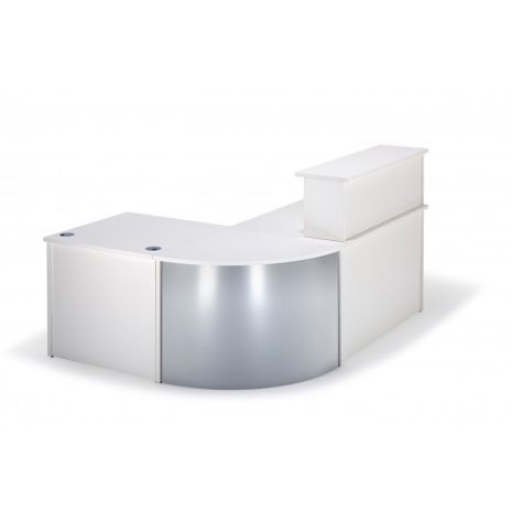 Curved White Reception Desk Bundle