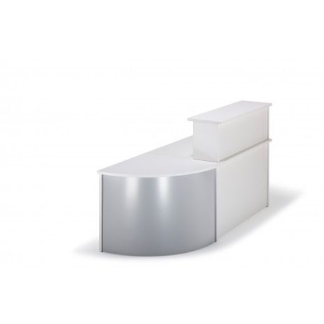 Straight White Reception Desk with Curved Unit Bundle