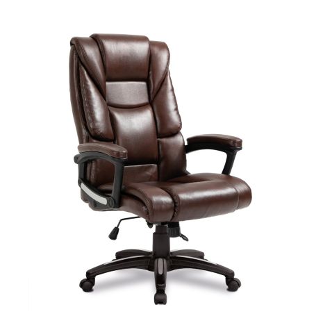 Grand Leather Effect Executive Chair-Brown Leather