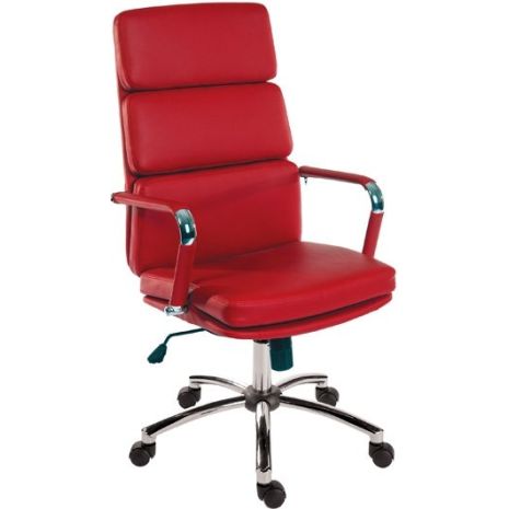 Red Charles Eames Inspired Executive Leather Swivel Chair - Red