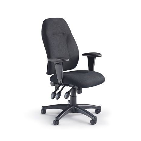 Ergonomic High Backed Operators Chair with Adjustable Arms - Black