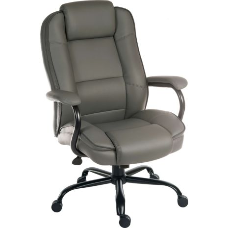24 Hour Heavy Duty 27 Stone Weight Limit Leather Faced Office Chair-Grey