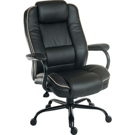 24 Hour Heavy Duty 27 Stone Weight Limit Leather Faced Office Chair-Black