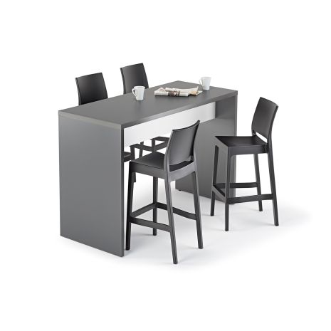 40mm Thick Graphite Grey and White Tall Canteen Dining Table