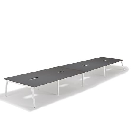 Graphite Grey Bench Desks Pod of Eight - Angled Legs