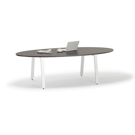 Graphite Grey Oval Boardroom Table With Angled Legs