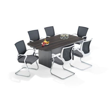 Modern Graphite Grey Oak Rectangular Boardroom Table with Black Cantilever Chairs Bundle