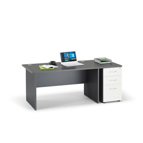 Solar Graphite Grey Panel End Office Desk with Desk High Pedestal Bundle