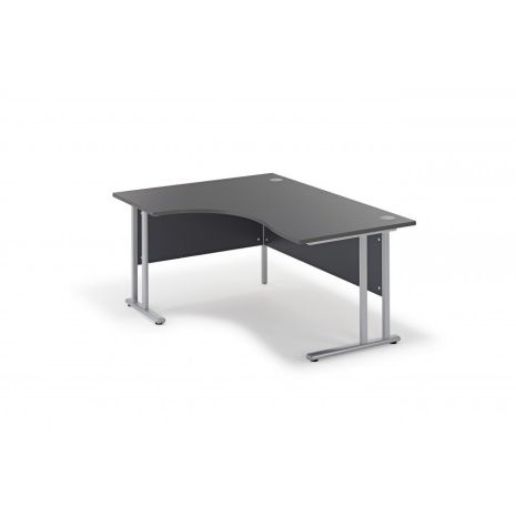 Solar Graphite Grey Curved Office Cantilever Desk with Silver Legs - Left Hand