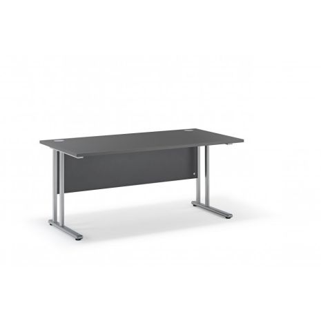 Solar Graphite Grey Straight Cantilever Office Desk with Silver Legs