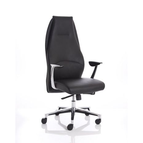 Leather Modern Contemporary Swivel Office Chair - Full Black Front View