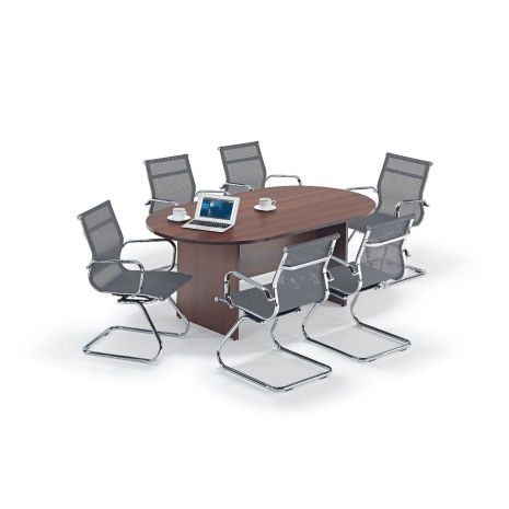 Walnut Executive Boardroom Table and Grey Mesh Cantilever Bundle