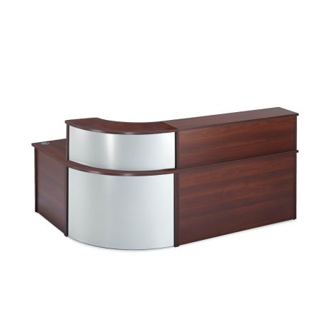 Curved Walnut Reception Desk with Curved Counter Top