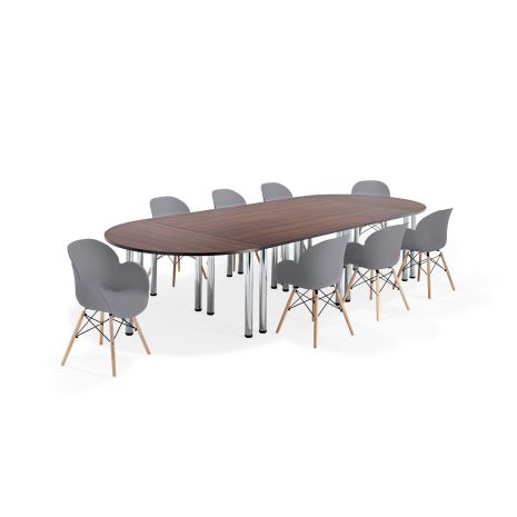 Walnut Modular Boardroom Table on Chrome Legs with Grey Shoreditch Chairs Bundles