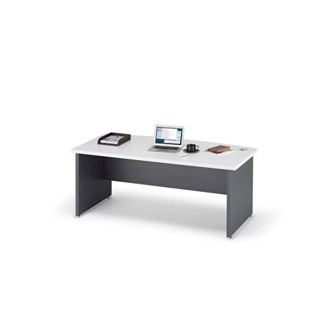 Prime White Executive Bow Fronted Desk with Graphite Grey Legs
